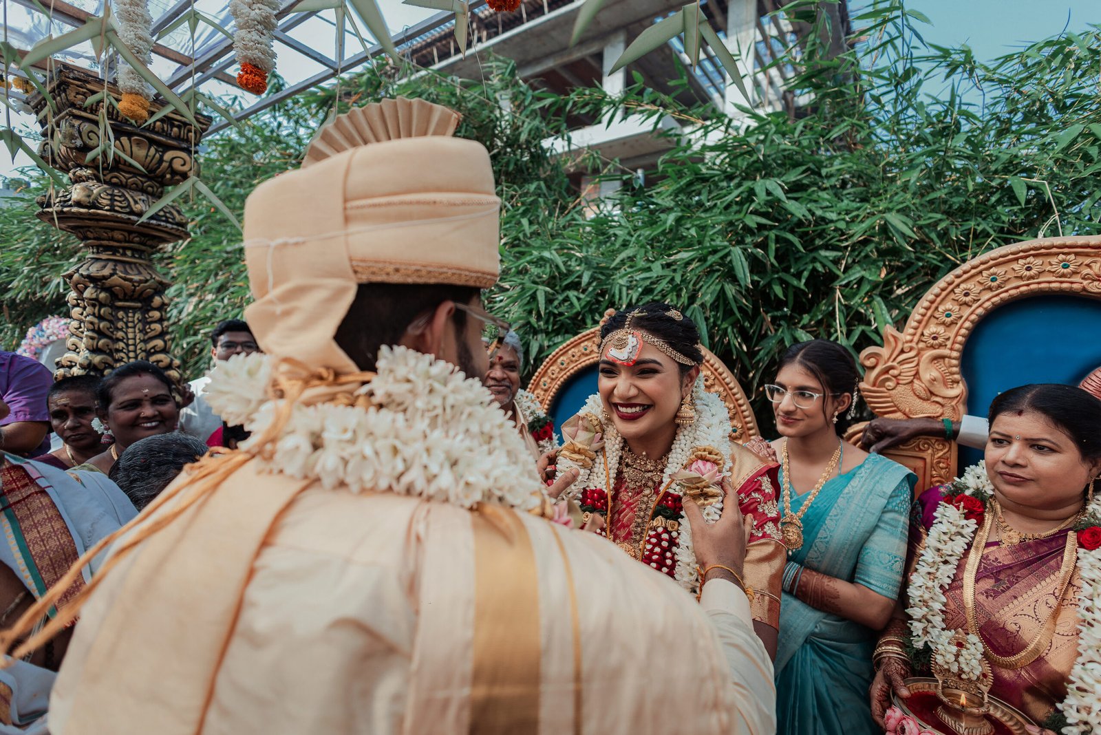 A Couple Envisioned a Traditional South Indian Wedding With Modern Touches, So They Hosted a Two-Day Garden Celebration at The Palace House in Chennai